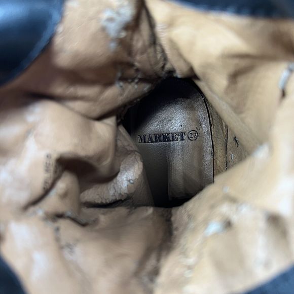 Market 22 Palmer Black Leather Heeled Ankle Boots Genuine Leather Size 39 / 8 - Picture 13 of 14